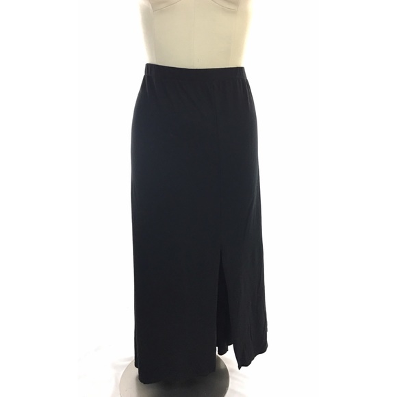 Vince Camuto Long Maxi Skirt Plus Size Black Split - Picture 2 of 8
